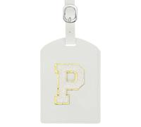 sourcing map Initial Luggage Tag, PU Leather Embroidered Letter Luggage Tags Suitcases ID Bag Label Privacy Protection Travel Accessories for Suitcase Handbags Family Travel (White P)