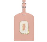 sourcing map Initial Luggage Tag, PU Leather Embroidered Letter Luggage Tags Suitcases ID Bag Label Privacy Protection Travel Accessories for Suitcase Handbags Family Travel (Pink Q)