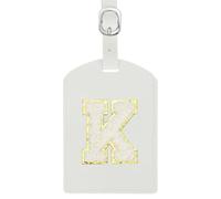sourcing map Initial Luggage Tag, PU Leather Embroidered Letter Luggage Tags Suitcases ID Bag Label Privacy Protection Travel Accessories for Suitcase Handbags Family Travel (White K)