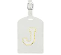 sourcing map Initial Luggage Tag, PU Leather Embroidered Letter Luggage Tags Suitcases ID Bag Label Privacy Protection Travel Accessories for Suitcase Handbags Family Travel (White J)