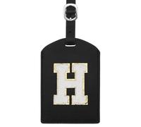 sourcing map Initial Luggage Tag, PU Leather Embroidered Letter Luggage Tags Suitcases ID Bag Label Privacy Protection Travel Accessories for Suitcase Handbags Family Travel (Black H)