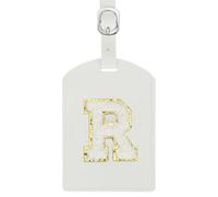 sourcing map Initial Luggage Tag, PU Leather Embroidered Letter Luggage Tags Suitcases ID Bag Label Privacy Protection Travel Accessories for Suitcase Handbags Family Travel (White R)