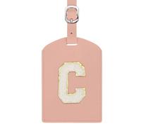 sourcing map Initial Luggage Tag, PU Leather Embroidered Letter Luggage Tags Suitcases ID Bag Label Privacy Protection Travel Accessories for Suitcase Handbags Family Travel (Pink C)