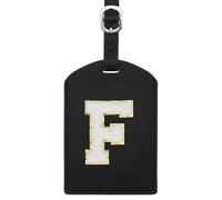 sourcing map Initial Luggage Tag, PU Leather Embroidered Letter Luggage Tags Suitcases ID Bag Label Privacy Protection Travel Accessories for Suitcase Handbags Family Travel (Black F)