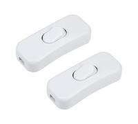 sourcing map Inline Cord Switch AC 250V 2A 500W DPST On/Off Rocker Switch Table Lamp Desk Light Switch, White (Pack of 2)