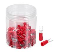 sourcing map Insulated Fork Spade Connectors, 22-16AWG SV1.25-3.5 U-Type Tinned Copper Waterproof Fork Crimp terminals Connectors for Industrial Electrical Marine Wiring, Pack of 150 (Red)
