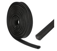 sourcing map Insulation Cable Protector,14mm/0.55 Inch-5 Meter/16 Feet High TEMP Fiberglass Sleeve Black