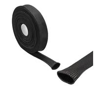sourcing map Insulation Cable Protector,15mm/0.59 Inch-10m/33 Feet High TEMP Fiberglass Sleeve Black