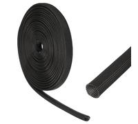 sourcing map Insulation Cable Protector,16mm/0.63 Inch-10 Meter/33 Feet High TEMP Fiberglass Sleeve Black