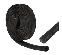 sourcing map Insulation Cable Protector,18mm/0.71 Inch-3 Meter/10 Feet High TEMP Fiberglass Sleeve Black