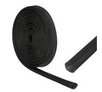 sourcing map Insulation Cable Protector,18mm/0.71 Inch-5 Meter/16 Feet High TEMP Fiberglass Sleeve Black