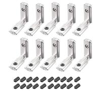 sourcing map Interior Joint Bracket, Inside Corner Connector 2020 Series with Screws for Aluminum Extrusion Profile, 10 Pcs