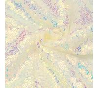 sourcing map Iridescent Light Yellow Sequin Fabric, by The Yard, 1 Yard Length 4.3ft Wide Sequin Velvet Fabric Shiny Sparkly Cloth for DIY Sewing, Dress, Backdrop, Tablecloth, Table Runner