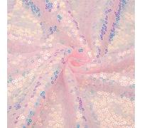 sourcing map Iridescent Pink Sequin Fabric, by The Yard, 1 Yard Length 4.3ft Wide Sequin Velvet Fabric Shiny Sparkly Cloth for DIY Sewing, Dress, Backdrop, Tablecloth, Table Runner