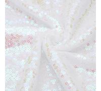 sourcing map Iridescent White Sequin Fabric, by the Yard, 1 Yard Length 4.3ft Wide Sequin Velvet Fabric Shiny Sparkly Cloth for DIY Sewing, Dress, Backdrop, Tablecloth, Table Runner