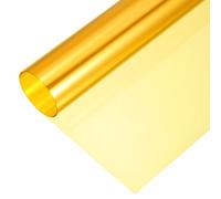 sourcing map Iridescent Window Film,60cm x 100cm Iridescent Holographic PVC Fabric Dichroic Film Clear Vinyl Paper Roll for DIY Craft Gift Wrapping Bag Decoration,Yellow