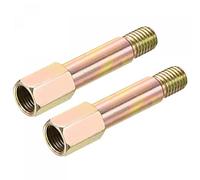 sourcing map Iron Extension Hex Pipe Fitting 1/4PT Female to M12 Male Thread 75mm Connector Adapter Pack of 2