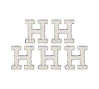 sourcing map Iron on Letter H Patch Colored Rhinestone Shiny Pearl English Alphabet Sewing Patch for DIY Clothes Repair Hats Bags Shoes Pillows Crafts Pack of 5