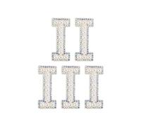 sourcing map Iron on Letter I Patch Colored Rhinestone Shiny Pearl English Alphabet Sewing Patch for DIY Clothes Repair Hats Bags Shoes Pillows Crafts Pack of 5