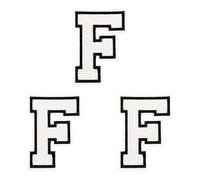 sourcing map Iron on Letter Patches, 3 Pcs 3.1"/7.8cm Alphabet F Iron on Embroidered Applique Sew on Patches for Clothes, Dress, Socks, Jeans, Hats, DIY Accessories(White)