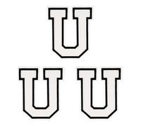 sourcing map Iron on Letter Patches, 3 Pcs 3.1"/7.8cm Alphabet U Iron on Embroidered Applique Sew on Patches for Clothes, Dress, Socks, Jeans, Hats, DIY Accessories(White)
