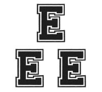 sourcing map Iron on Letter Patches, 3 Pcs 4.4"/11.3cm Large Alphabet E Iron on Embroidered Applique Sew on Patches for Clothes, Dress, Socks, Jeans, Hats, DIY Accessories (Black)
