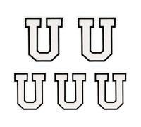 sourcing map Iron on Letter Patches 4.4"/3.1" Alphabet U Iron on Embroidered Patch Sew on Letter Stickers Applique for Repairing Clothing Jeans Shoes Hats DIY(White, Pack of 5)