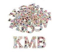 sourcing map Iron on Letter Pearl Letter Patches Rhinestone Color Gradient Mixed A-Z Glitter Pearls Rhinestone Alphabet Patches for DIY Clothes Repair Hats Bags Pack of 26