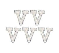 sourcing map Iron on Letter V Patch Colored Rhinestone Shiny Pearl English Alphabet Sewing Patch for DIY Clothes Repair Hats Bags Shoes Pillows Crafts Pack of 5