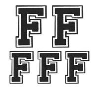 sourcing map Iron on Letters Patches, 5PCS Alphabet F Iron on Embroidered Patch Sew on Letters and Numbers Stickers Applique for Repairing Clothing Jeans Shoes Hats DIY (4.4"/3.1", Black)