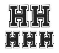 sourcing map Iron on Letters Patches, 5PCS Alphabet H Iron on Embroidered Patch Sew on Letters and Numbers Stickers Applique for Repairing Clothing Jeans Shoes Hats DIY (4.4"/3.1", Black)
