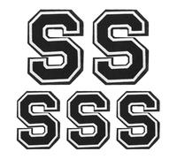 sourcing map Iron on Letters Patches, 5PCS Alphabet S Iron on Embroidered Patch Sew on Letters and Numbers Stickers Applique for Repairing Clothing Jeans Shoes Hats DIY (4.4"/3.1", Black)