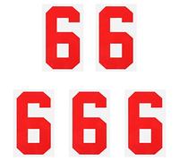 sourcing map Iron on Number 6 Heat Transfer 8" Red Single Number for Team Uniform, Sports T-Shirt, Football, Basketball, Baseball Pack of 5