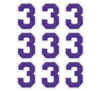 sourcing map Iron on Number Patches 2" Number 3 Iron on Embroidered Patch Sew on Letter Stickers Applique for Repairing Clothing Jeans Shoes Hats DIY(Purple, Pack of 9)