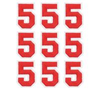 sourcing map Iron on Number Patches 2" Number 5 Iron on Embroidered Patch Sew on Letter Stickers Applique for Repairing Clothing Jeans Shoes Hats DIY(Red, Pack of 9)