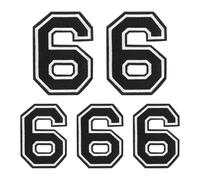 sourcing map Iron on Number Patches, 5PCS Number 6 Iron on Embroidered Patch Sew on Letters and Numbers Stickers Applique for Repairing Clothing Jeans Shoes Hats DIY (4.4"/3.1", Black)