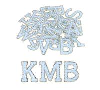 sourcing map Iron on Patch Decorative A-Z Light Blue Pearls Rhinestone Glitter Alphabet Applique for DIY Clothes Repair Hats Bags Pack of 26