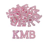 sourcing map Iron on Patch Decorative A-Z Pink Glitter Alphabet Applique Rhinestone English Letter for DIY Clothes Repair Hats Bags Pack of 26