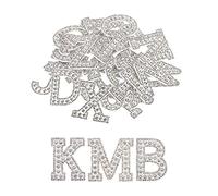 sourcing map Iron on Patch Decorative A-Z White Glitter Alphabet Applique Rhinestone English Letter for DIY Clothes Repair Hats Bags Pack of 26