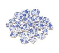 sourcing map Irregular Ceramic Mosaic Tiles, 200g/0.44lb Broken Porcelain Mosaic Tiles Bulk Irregular Glazed for DIY Art Craft Making Home Decor, White/Blue