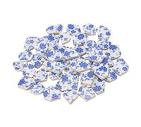sourcing map Irregular Ceramic Mosaic Tiles, 300g/0.7lb Broken Porcelain Mosaic Tiles Bulk Irregular Glazed for DIY Art Craft Making Home Decor, White/Blue