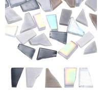 sourcing map Irregular Glass Mosaic Tiles, 100g/0.2LB Irregular Stained Glass Sheets Broken Mosaic Pieces Tiles Supplies Kit Bulk for DIY Art Craft Making Home Decor, White Gray Series