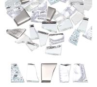 sourcing map Irregular Glass Mosaic Tiles, 100g/0.2LB Irregular Stained Glass Sheets Broken Mosaic Pieces Tiles Supplies Kit Bulk for DIY Art Craft Making Home Decor, Silver Series