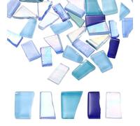 sourcing map Irregular Glass Mosaic Tiles, 100g/0.2LB Irregular Stained Glass Sheets Broken Mosaic Pieces Tiles Supplies Kit Bulk for DIY Art Craft Making Home Decor, Blue Series