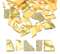 sourcing map Irregular Glass Mosaic Tiles, 100g/0.2LB Irregular Stained Glass Sheets Broken Mosaic Pieces Tiles Supplies Kit Bulk for DIY Art Craft Making Home Decor, Gold Series