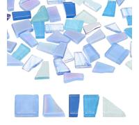 sourcing map Irregular Glass Mosaic Tiles, 200G/0.4LB Irregular Stained Glass Sheets Broken Mosaic Pieces Tiles Supplies Kit Bulk for DIY Art Craft Making Home Decor, Blue Series