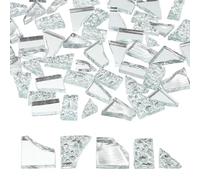 sourcing map Irregular Glass Mosaic Tiles, 300G/0.7LB Irregular Stained Glass Sheets Broken Mosaic Pieces Tiles Supplies Kit Bulk for DIY Art Craft Making Home Decor, Silver Series