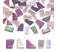sourcing map Irregular Glass Mosaic Tiles, 300G/0.7LB Irregular Stained Glass Sheets Broken Mosaic Pieces Tiles Supplies Kit Bulk for DIY Art Craft Making Home Decor, Purple Series