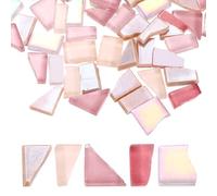sourcing map Irregular Glass Mosaic Tiles, 500g/1.1LB Irregular Stained Glass Sheets Broken Mosaic Pieces Tiles Supplies Kit Bulk for DIY Art Craft Making Home Decor, Pink Series