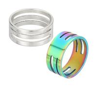 sourcing map Jump Ring Opening Tool, 17mm Stainless Steel Jump Ring Opener Circle Split Opening Closing Finger Tool for Jewelry Making Supplies Craft Projects(Silver Multicolor, Pack of 2)
